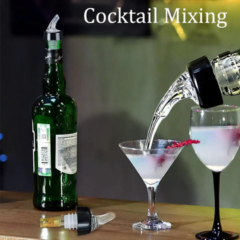 3 Pack Measured Pour Spouts For Alcohol, Shot Pourers For Cocktails And Liquor, Dispenser Bar Bartending Tool, Precise 1.5 Oz 45 Ml Pour, Perfect For Home Bar Or Pro Grade Commercial Use on bottle pouring into martini glass