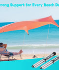 Heavy Duty 6.56ft Aluminum Beach Tent Poles 2 Pack Replacement Set For Grande And Gigante Tents used on beach with canopy