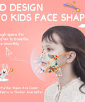 Side view of a child wearing Kids KN95 Face Masks Pack 30 Pcs 5 Layer Disposable Protective Masks Small Size With Elastic Earloops