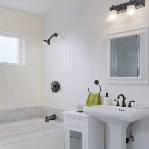 Bathroom with Slip On Tub Diverter Spout 5 Inch Oil Rubbed Bronze Pull Up Diverter Half Inch Slip Fit Set Screw on tub