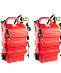 Two Pack 16 Gallon Fuel Caddies With Wheels 12V DC Self Priming Transfer Pump 60L Gas Diesel Tank For Cars Lawn Mowers ATVs Boats And More Great For On The Go Fueling