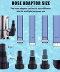 Hose adaptor sizes for Heavy Duty 3/4 HP Submersible Sump Pump With 2800 GPH Water Pump Capability, stainless steel body.