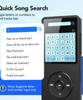 64GB MP3 Player With 65 Hours Of Battery Life Ultra Lightweight Pocket Sized Music Player showing quick song search feature.
