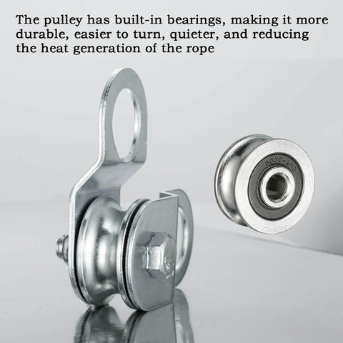 Open Cable Pulley Block With Built-In Bearings For Smooth Lifting, Dual-Sided Opening Design For Easy Rope Insertion, Heavy-Duty Hoist Pulley System, Supports Up To 110 Lb Load, Quick Setup For DIY Lifting Projects. 32mm metal pulley with bearings