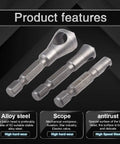 3-Piece Countersink And Deburring Tool Set With 90 Degree Center Punch For Chamfering Metal And Wood Pro Grade 1/4 Inch Hex Shank Drill Bits