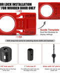 Premium Aluminum Door Hinge Jig And Lock Installation Template Kit For Dead On Router Cuts Flawless Wood Door Mortise Work Big Time Game Changer Contractors Swear By, featuring guide template and hole saws.