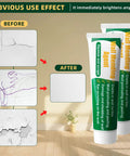 4 Pack Wall Repair Kit With Drywall Repair Cream Paste, Scraper, Patches, And Sandpaper showing before and after wall repair
