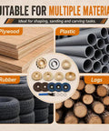 14 Piece Wood Carving Disc Set For Angle Grinder Pro Grade Heavy Duty Complete Kit with wheels and discs on materials display