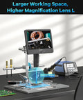 All In One Pro Grade Soldering Microscope Station With 3 Lens 10.1 Inch HDMI Digital Microscope 2000X Magnification setup
