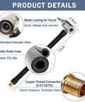 Heavy Duty Air Inflator Hose Adapter Converting Twist On Valve To Lock On Tire Chuck Connector with metal and rubber components.