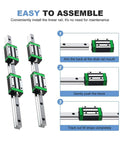 Top Shelf HGR15 Linear Guide Rail With Rock Solid HGW15CC Sliding Blocks 800mm Setup For DIY CNC Builds, assembly instructions.
