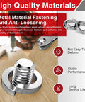 M6 Stainless Steel Split Lock Washers 50 Pack, Tough Anti Loosening Spring Gaskets displayed with bolts on wood surface