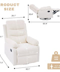 Dimensions of Rocking Recliner Chair With 360 Degree Swivel Glider And Manual Recline, Corduroy Fabric Upholstery, Cozy Beige