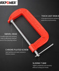 Three Piece C Clamp Set With 3 Inch 4 Inch And 6 Inch Clamps Ductile Cast Iron Construction Heavy Duty Rust Resistant Finish, single red C clamp