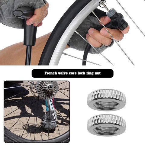 Presta Valve Core Lock Ring Nuts Set 10 Pack Durable Metal Lock Rings For Presta Valves And Bicycle Inner Tubes Rust Resistant