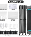 Packing list for Beast 10x20 Heavy Duty Pop Up Canopy With 6 Sidewalls Windproof And Waterproof featuring steel frame and roller bag