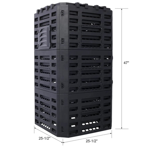 Side view of 132 Gallon Garden Composter Bin Made From Recycled Plastic For Easy Backyard Composting With Aerating Design Large Outdoor Bin.