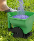 Hand Crank Garden Spreader For Lawn Care No Power Needed Seed And Fertilizer Applicator Portable Handheld Tool Built From Crack Resistant ABS And PP on grass