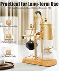 5 Cup Siphon Coffee Maker Tabletop Vacuum Brewer with Borosilicate Glass 500ml on a table, featuring stainless steel stand