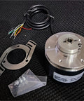 programmable multi turn absolute rotary encoder with 4 to 20 mA output range 2025 model, mounting bracket, and screws