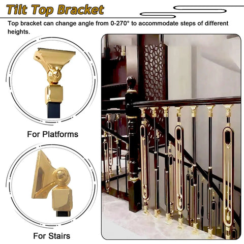 Built Tough Aluminum Stair Spindles With 270 Degree Pivot Brackets For Deck Or Patio DIY Railings with angled brackets for stairs.