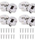 Four semicircular Zinc Alloy cabinet hinges with screws, concealed 90 degree flip door hinge, ultra quiet soft close, durable hardware.