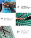 Desoldering Wick Copper Braided Solder Braid With Flux Ten Feet Long Two Point Five Millimeter Wide No Clean Rosin Flux Pro Grade Desoldering Wire For Circuit Boards And Electronics Repair used to remove solder in repair process