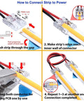10mm 2 Pin COB LED Strip Connector Kit With DC Female Input for seamless strip connection illustrated step-by-step