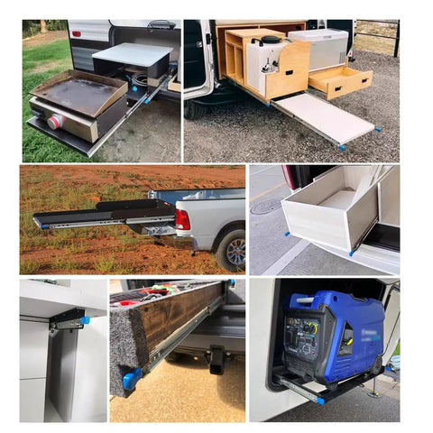 Heavy Duty Drawer Slides 265 Lb Full Extension Locking Runners With Built In Safety Lock, various installations and uses