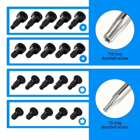 Fast Wall Charger And Replacement Ring Doorbell Screwdriver Kit with T15 and T6 screws for all Ring Video Doorbell models.
