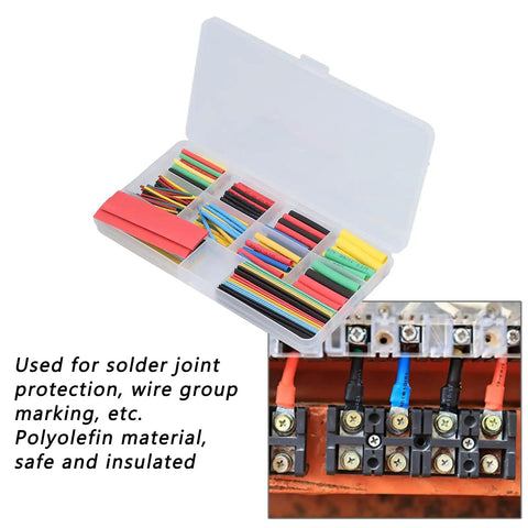 Get Ready For Any Wiring Job With This Epic 164-Piece Heat Shrink Tubing Kit That Uses Polyolefin Wire Wrap Insulation To Seal Solder Joints And Cable Markers Fast Plus The Steady Two To One Shrink Ratio Makes Sure Your Cables Stay Protected Tough. 164-piece polyolefin heat shrink tubing kit in case for solder joints and wire marking