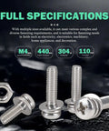 440Pcs M4 Stainless Steel Screws Nuts And Bolts Kit With Phillips Pan Head Bolts Nuts And Washers 304 Grade Durable