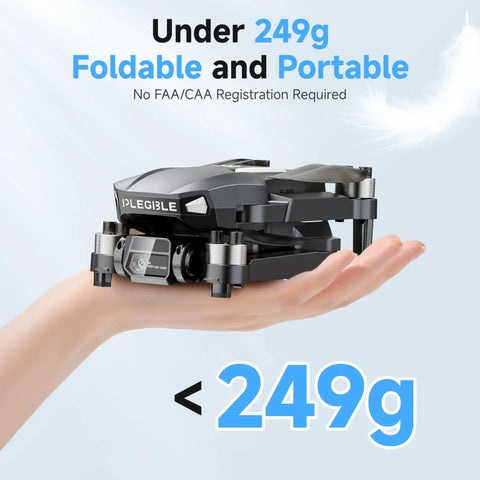 Compact 4K Camera Drone For Adults And Teens, FPV Foldable Quadcopter With 3 Batteries shown in hand, under 249g