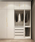 10 Pack Brushed Gold Finger Pulls for Cabinets and Drawers, 11.81 Inch Edge Pulls on white wardrobe doors