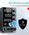 Pro Grade DC Bench Power Supply 0 To 30V 0 To 10A with Coarse And Fine Encoder Knobs, OCP Protection display