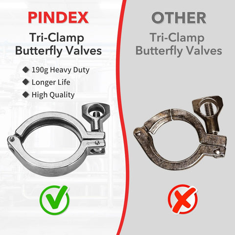 Front view of Pindex 2-inch stainless steel Tri-Clamp with silicone gasket, 190g heavy-duty TC fitting