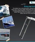 Heavy Duty 3 Step Telescoping Swim Platform Ladder Crafted From Marine Grade 304 Stainless Steel with red latch, suitable for boats