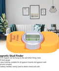 Aqur2020 Magnetic Stud Finder, Portable Wall Detector with Level Gauge (Orange) in a modern living room setting.