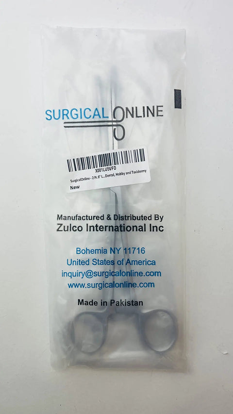 Packaged 8 Inch Straight And Curved Hemostats Set Stainless Steel Locking Forceps 2 Pack Pro Grade for Medical Use