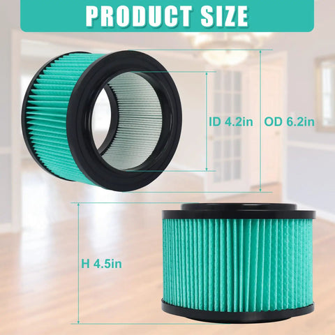 Heavy Duty Cartridge Wet Dry Vacuum Filter For 3 To 4 Gallon General Purpose Vacs Replace 9 17810 2 Pack With HEPA Design
