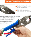 Marine Snap Fasteners Kit With 60 Stainless Steel 15mm Snaps And Pliers showing adjustable screw and anti-rust design