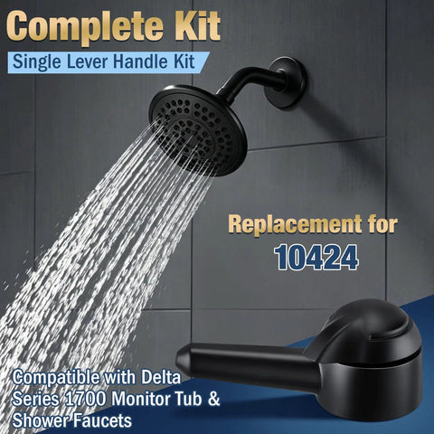 Lever Handle Replacement for 10424 Fits Delta 1700 Monitor Tub And Shower Faucets, matte black, shower and faucet
