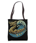 Racing Dragon Boat Festival Tote Bag For Fans And Athletes, bold dragon and wave artwork, lightweight and durable, side view