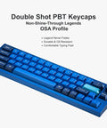 Compact 52 Key Mechanical Keyboard With Solid Aluminum Frame And Tunable Layers Featuring Hot Swappable Gateron Red Switches Custom Rgb Lighting And Straight Fire Typing Feel Perfect For Mac Or Windows Setups Ready To Level Up Your Gear Legit Fast showcasing blue double shot PBT keycaps with OSA profile.