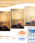 RGB Smart Table Lamp With Remote Control Alexa Voice And App Control Music Sync Dimmable Nightstand Lamp with charging station and color temperature scale