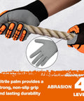 Heavy Duty Impact Gloves For Men And Women, TPR Knuckle Guards, Cut Resistant Nitrile Grip, Level 4 Abrasion Grip, Touchscreen Ready, Red, Medium Size