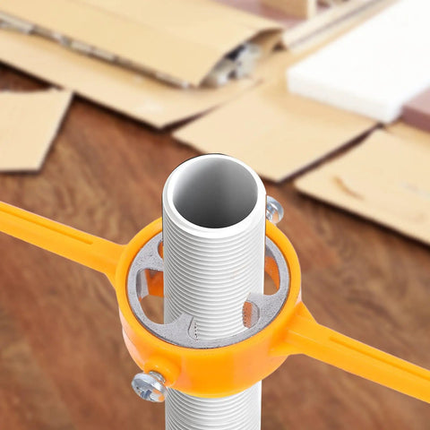 Get A Grip! This 2Pc PVC Threader Tool Set Is Tough As Nails. Close-up of adjustable manual pipe threader on PVC pipe.