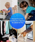 Kids and pets opening cabinets without Slim Stainless Steel Magnetic Cabinet Door Catch Set Ultra Thin Latches With Adhesive Easy Install.