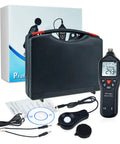 Digital Light Meter With Data Logging For Illuminance In Lux And Foot Candles, 0 To 200000 Lux Auto Ranging, Detachable Sensors, Dope For Home Office Lab Classroom And Outdoor Light Checks, black handheld kit with case