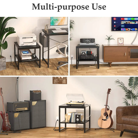 End Table With Charging Station For Living Room Dope Setup, 2 AC Outlets And 3 USB Ports used as printer, media, and music stand.